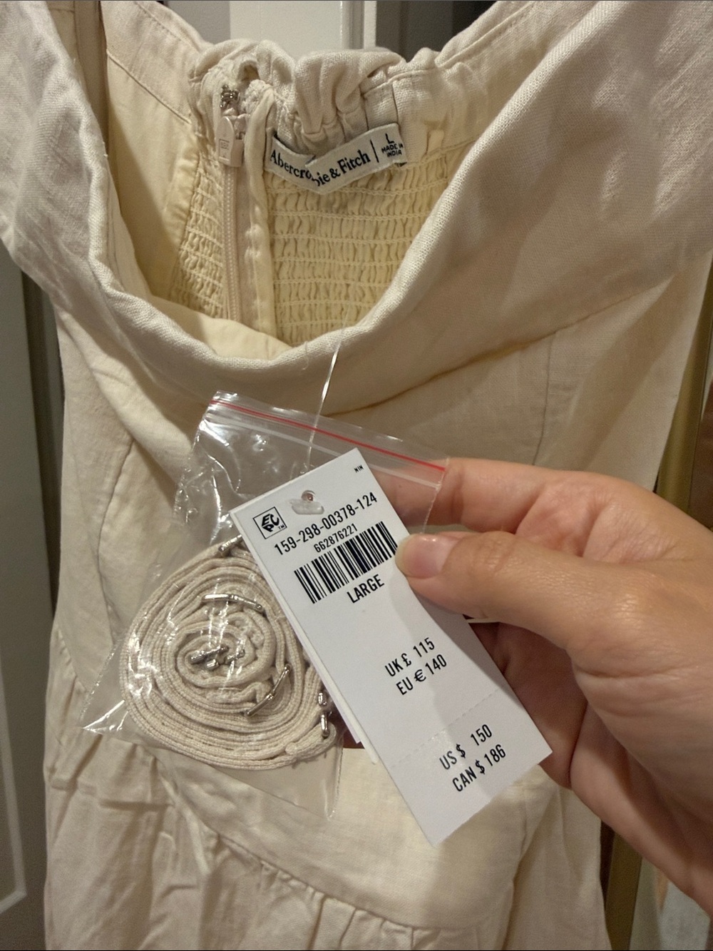 Abercrombie & Fitch Cream Strapless Floral Maxi Dress with Pink Accents - Picture 6 of 7